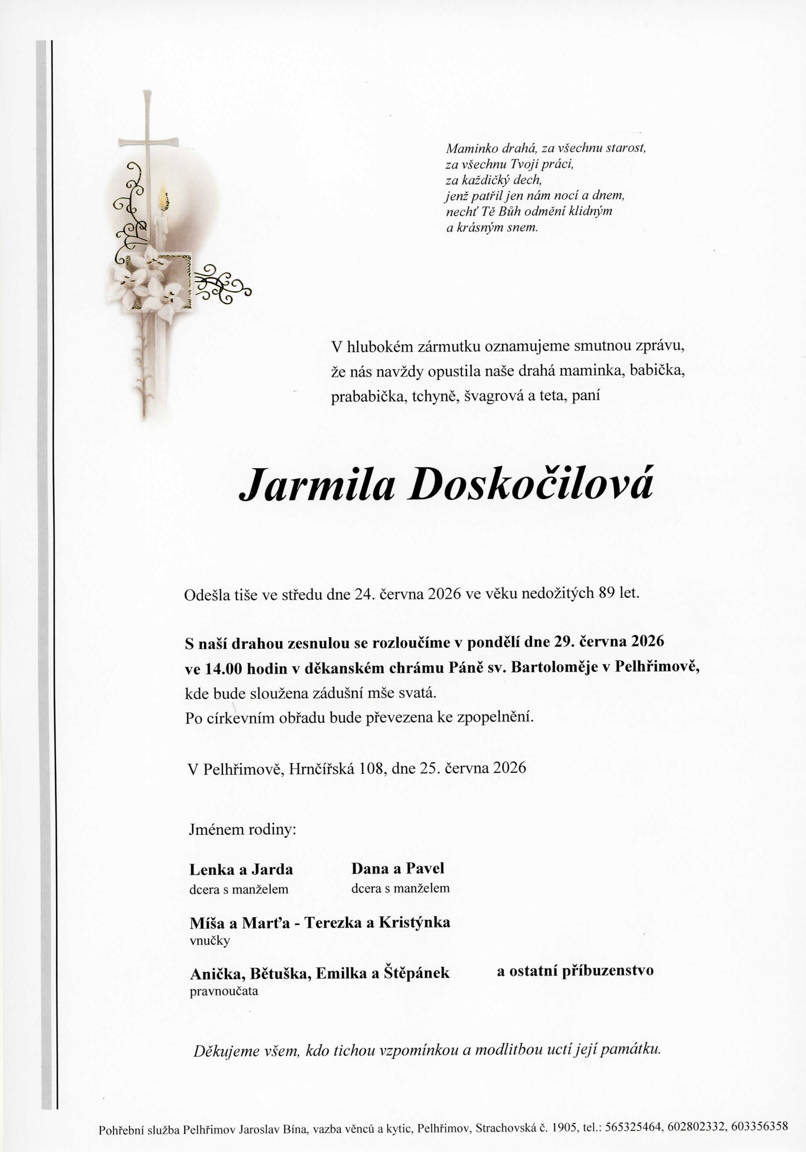 Parte – Jarmila Doskočilová