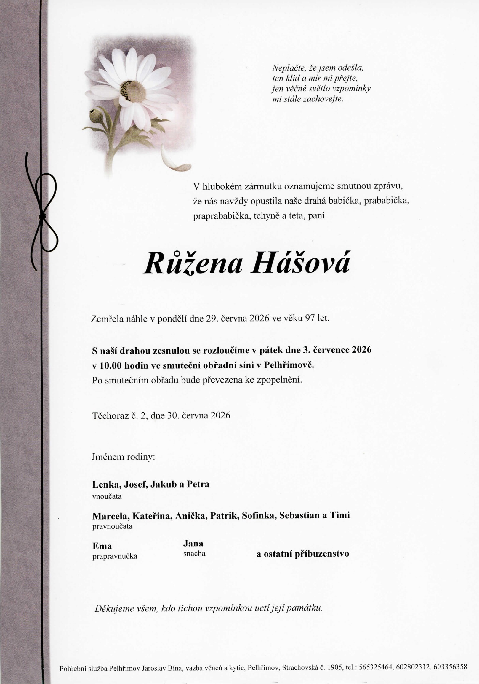 Parte – Růžena Hášová