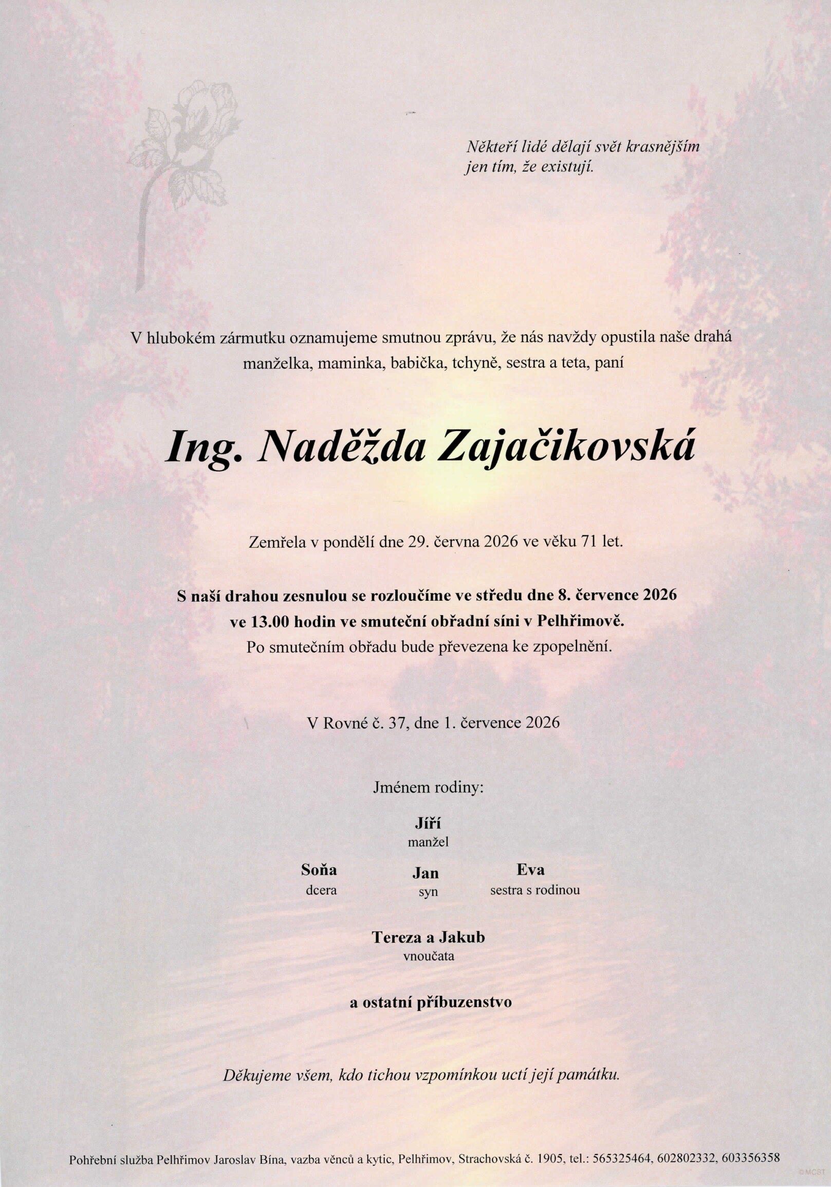 Parte – Ing. Naděžda Zajačikovská