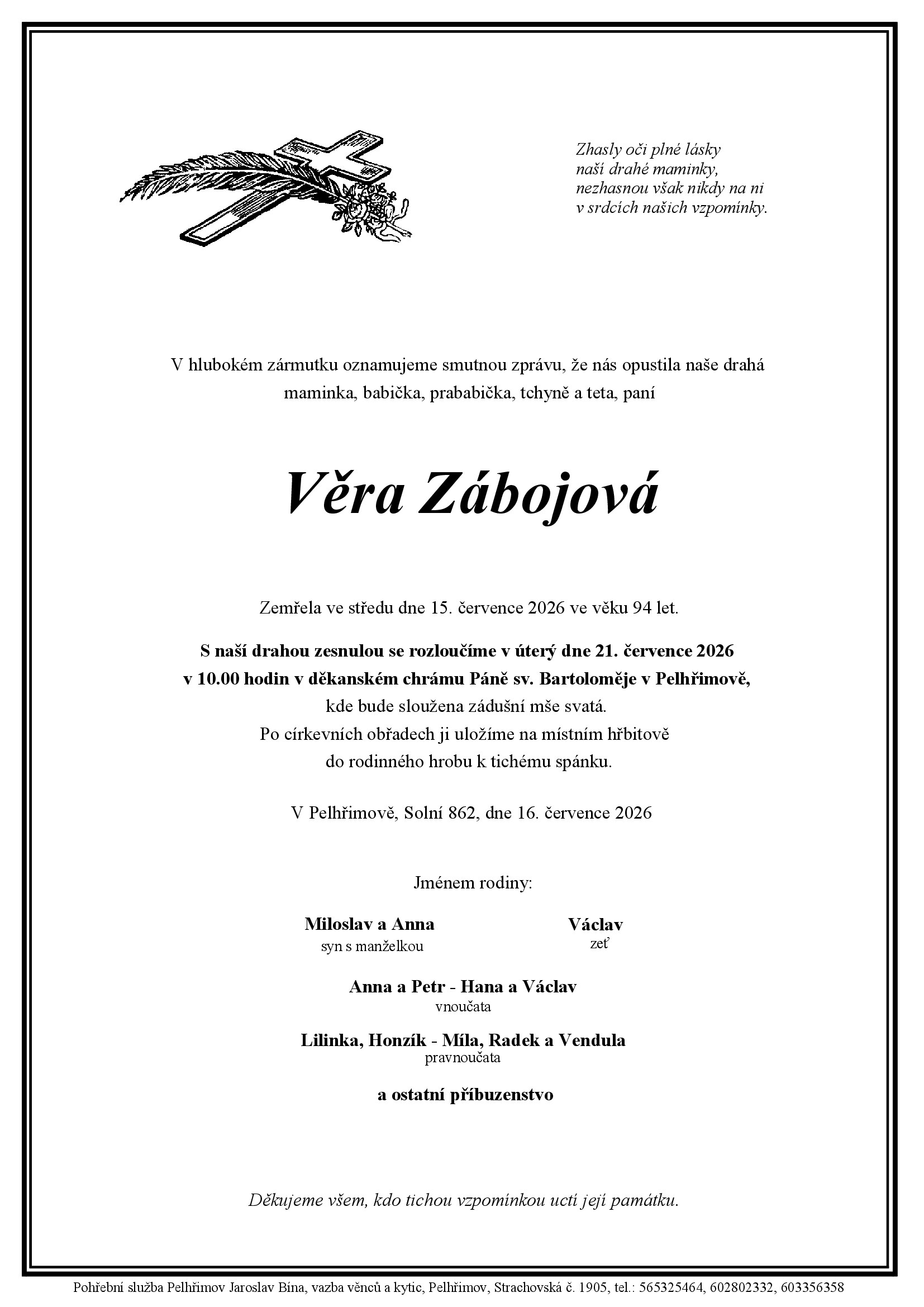 Parte – Věra Zábojová