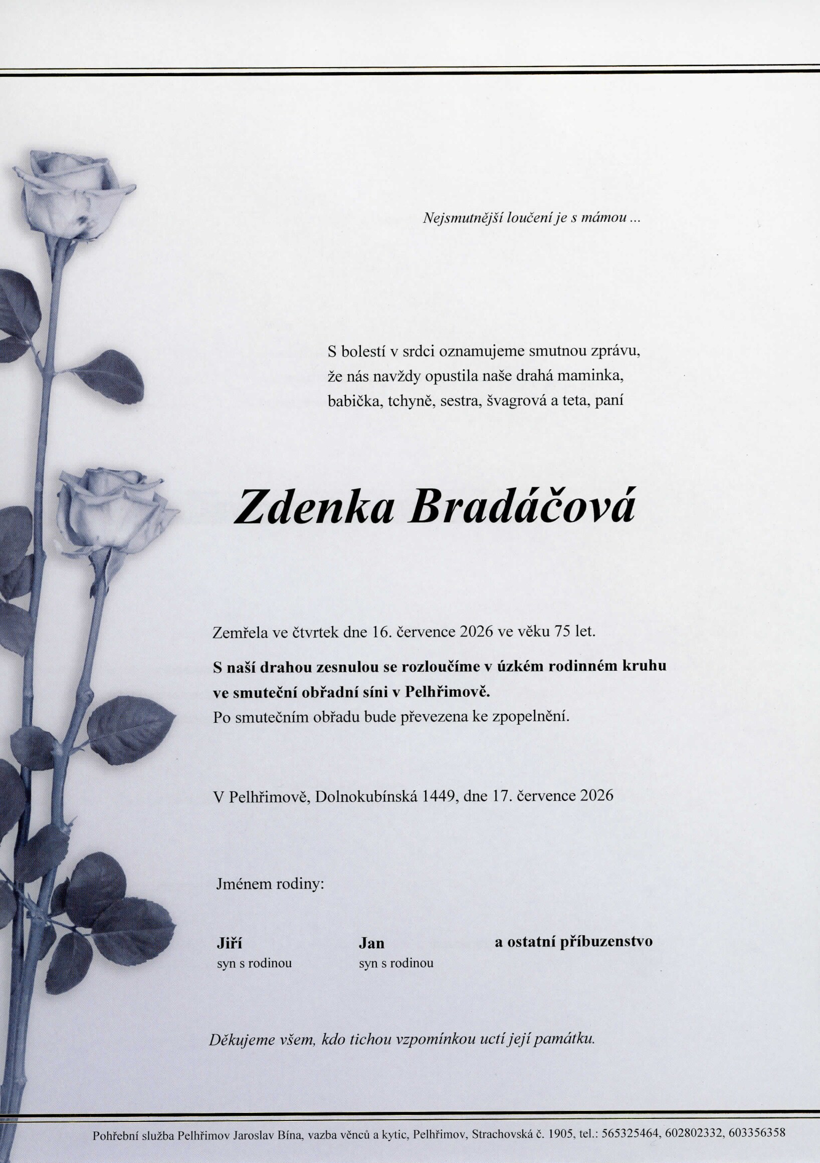 Parte – Zdenka Bradáčová