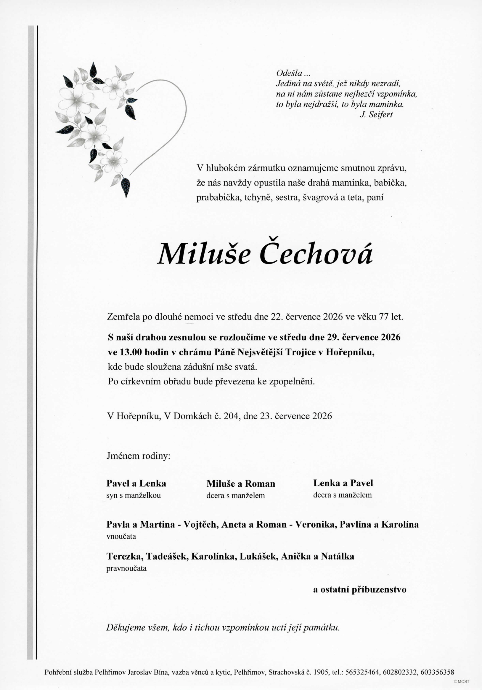 Parte – Miluše Čechová