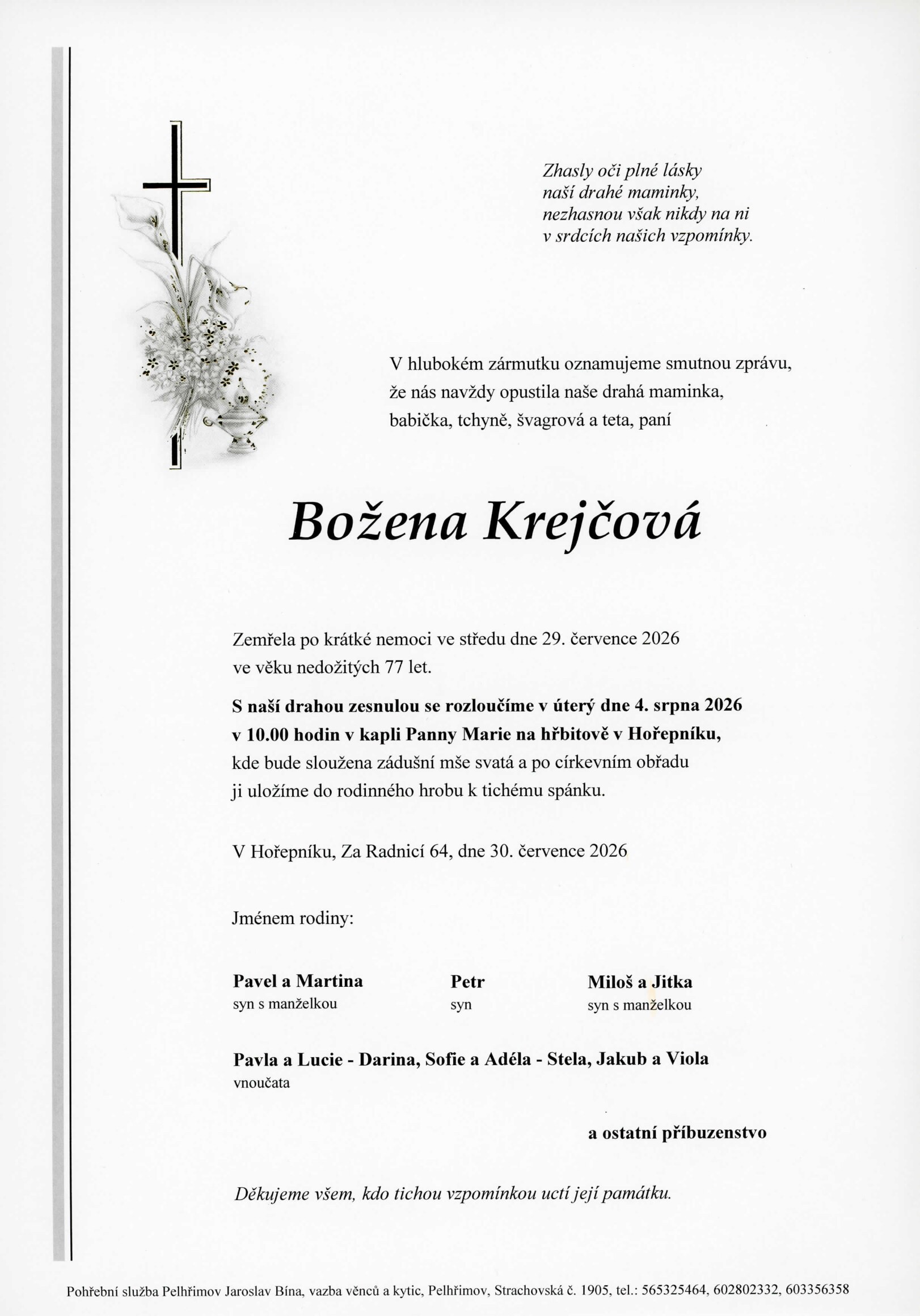 Parte – Božena Krejčová