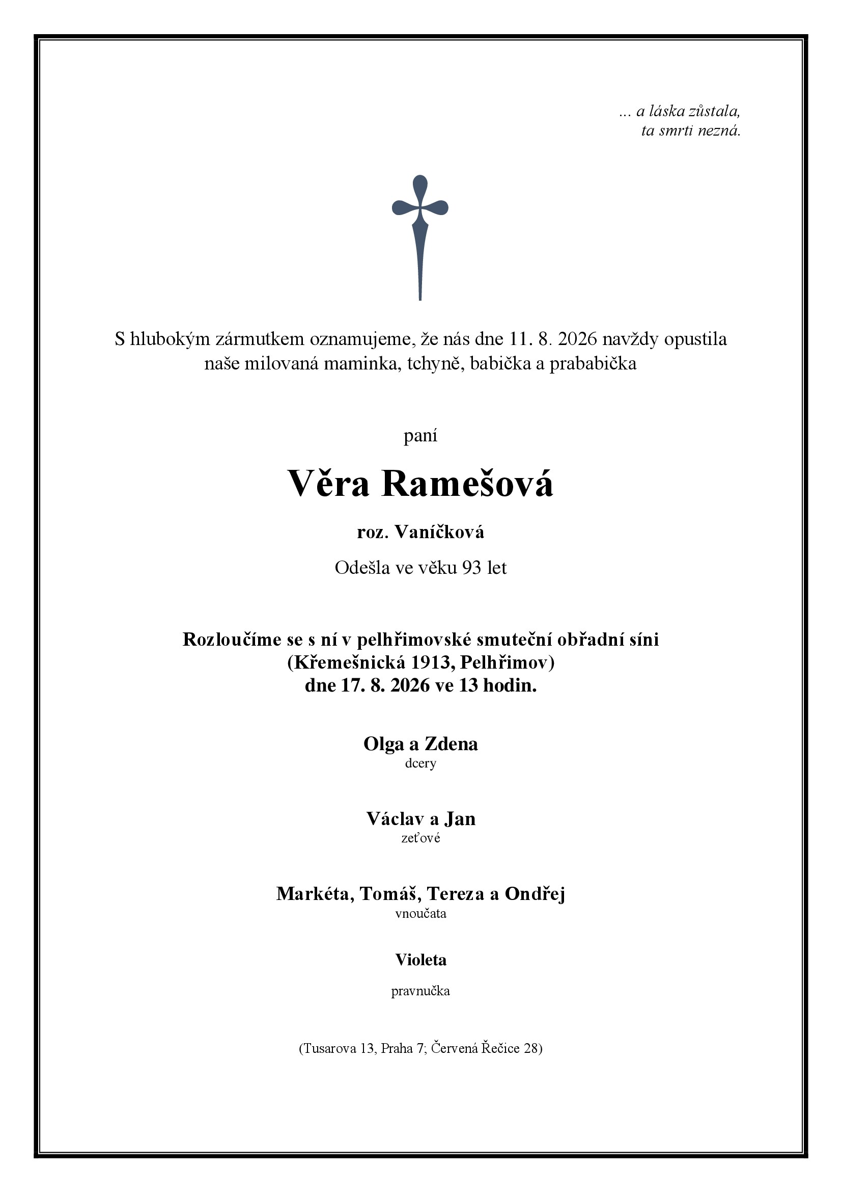 Parte – Věra Ramešová