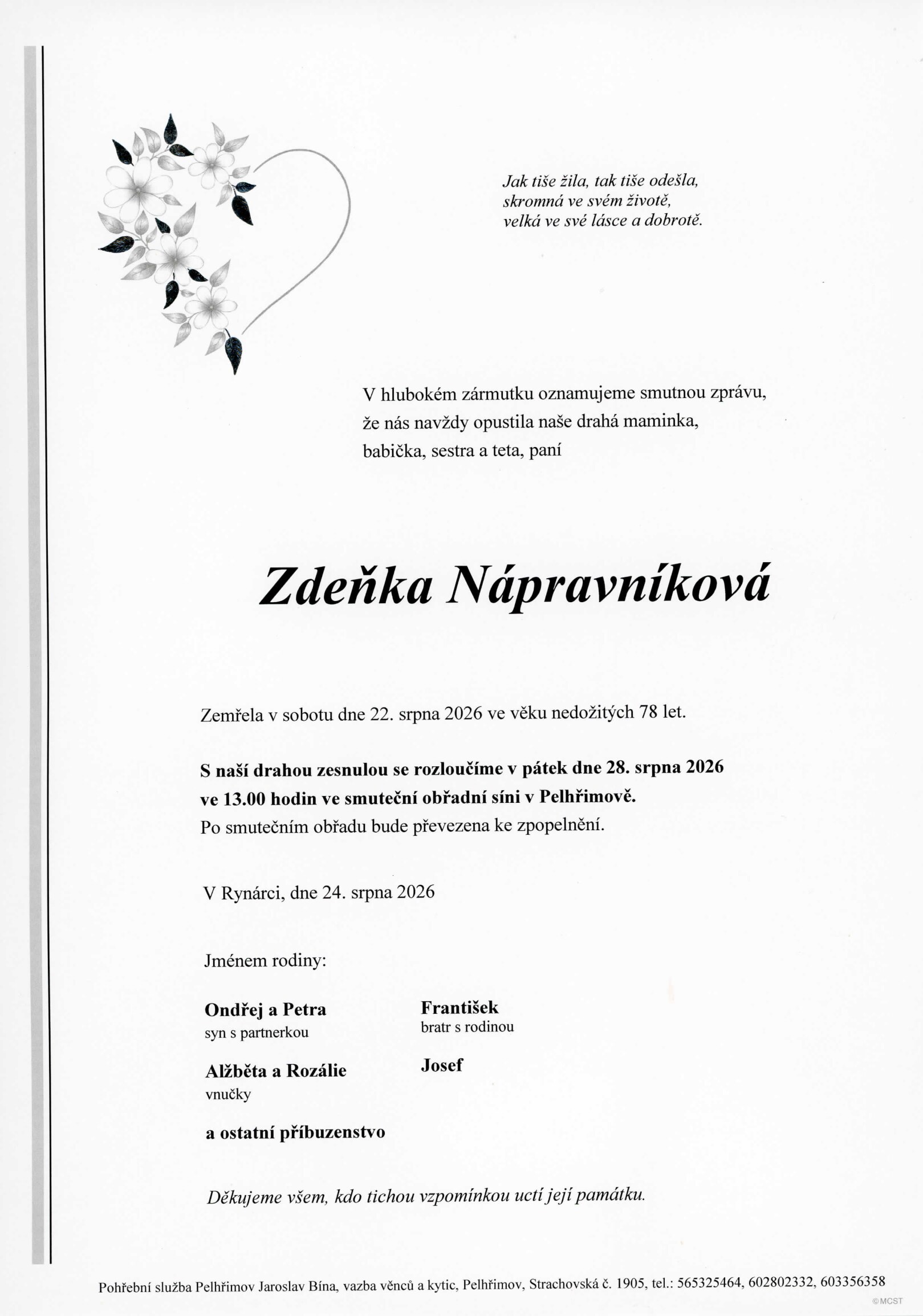 Parte – Zdeňka Nápravníková