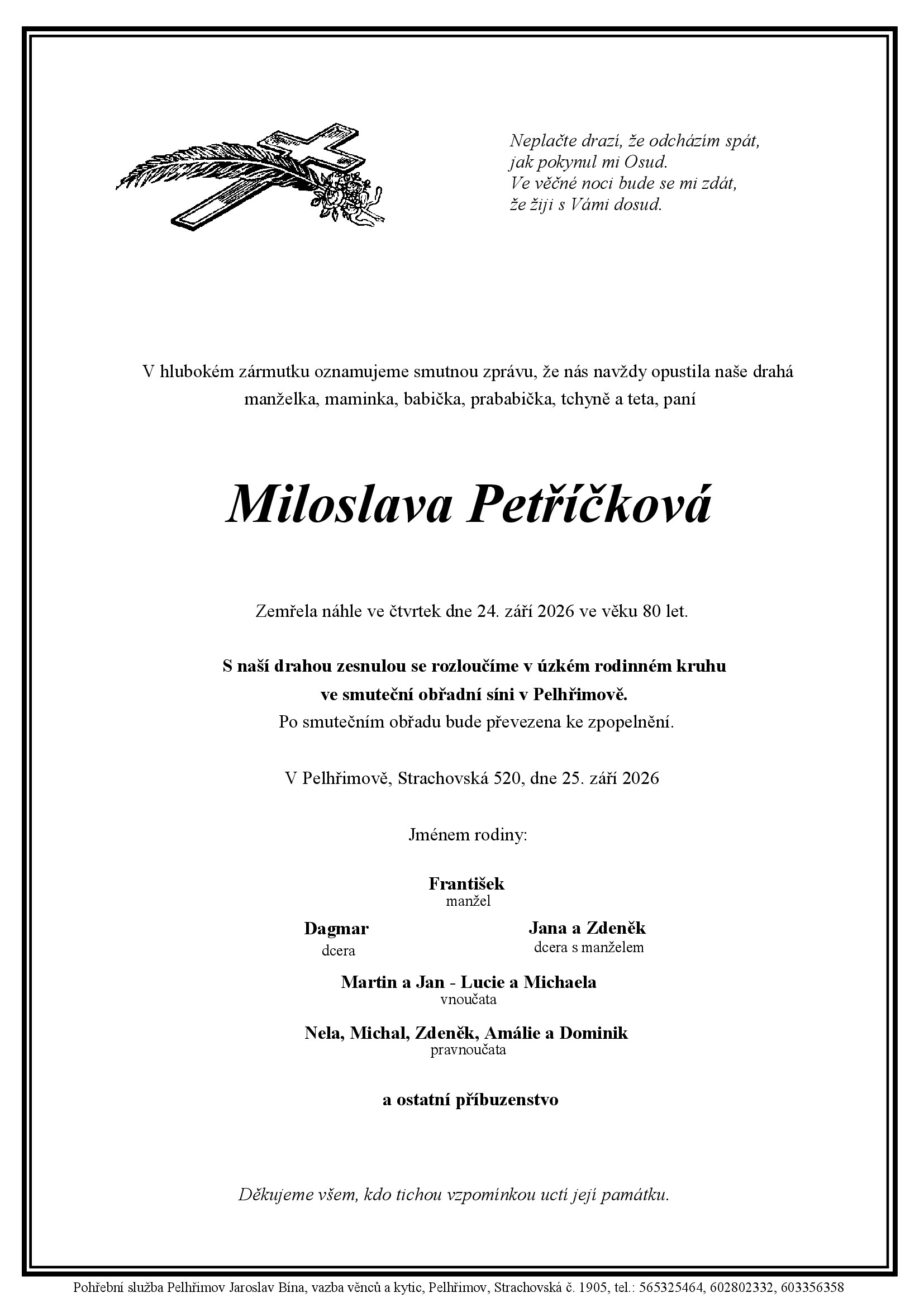 Parte – Miloslava Petříčková